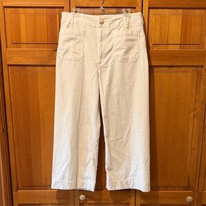 Anthropologie Maeve The Collette White Corduroy Wide Leg Pants